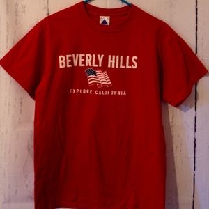 Beverly Hills California American Flag Red Tee